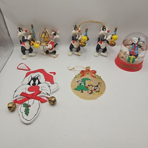 Vtg Looney Tunes Sylvester Tweety Bird Christmas Tree Ornamant Decor Lot Of 7 - Picture 1 of 16